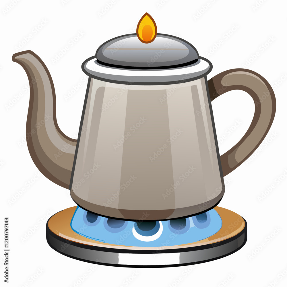 Fototapeta premium Boiling water on gas stove vector illustration (2)