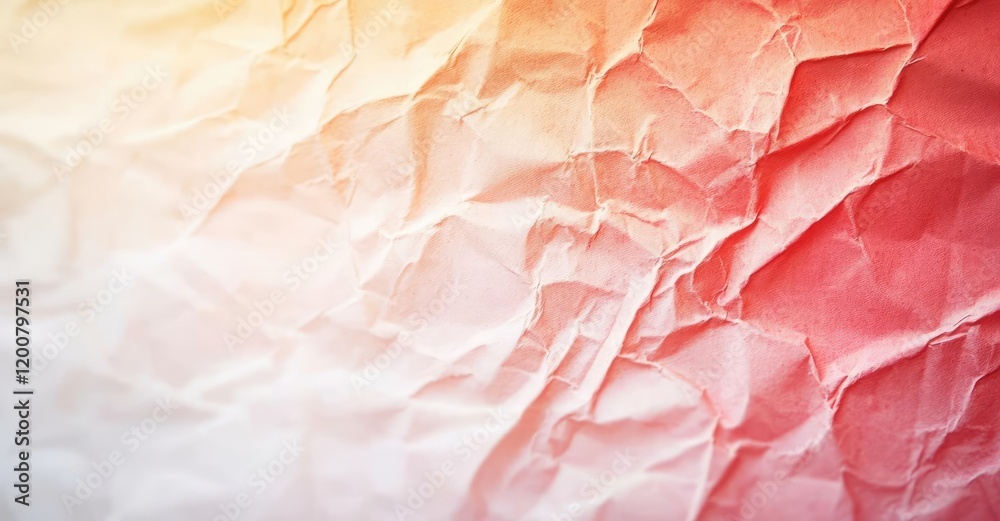 Fototapeta premium Distressed watercolor concept. A textured, crumpled paper background with a gradient of warm colors blending softly.