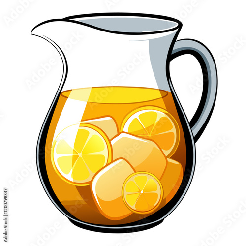 Refreshing Citrus Iced Tea Illustration  vector (2)