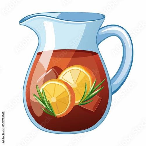 Refreshing Iced Tea in Glass Pitcher  vector illustration (3)