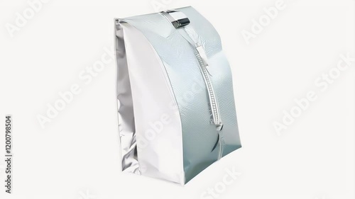 rendering white packaging 3d olated foil zipper blank food white mockup background cardboard box zip food clean clear pouch sachet paper grey isolated snack candy blank plastic envelope foil white