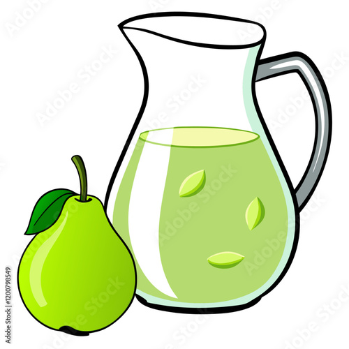 Refreshing Pear Juice in Glass Pitcher vector illustration (5)