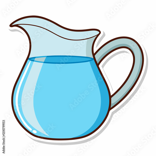 Sticker pitcher of water on white background  vector illustration (1)