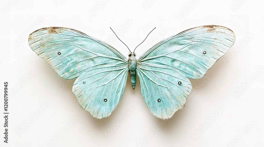 Fototapeta premium Isolated Turquoise Butterfly on Pristine White Background