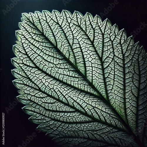 Edge Lit Leaf Veins Close up of leaves with edge lighting highli photo