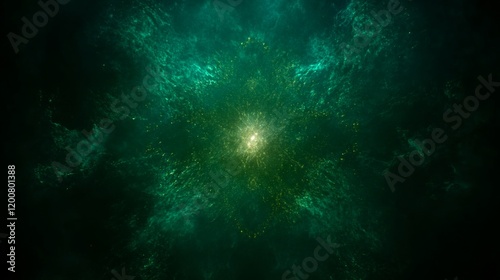 Emerald Cosmic Nebula Burst Celestial Energy Glow