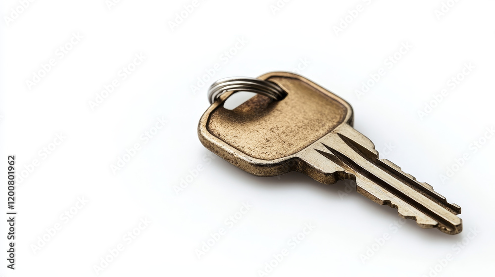Minimalist Close-Up of a Single House Key on a Clean White Background Minimalist Close-Up of a Single House Key on a Clean White Background