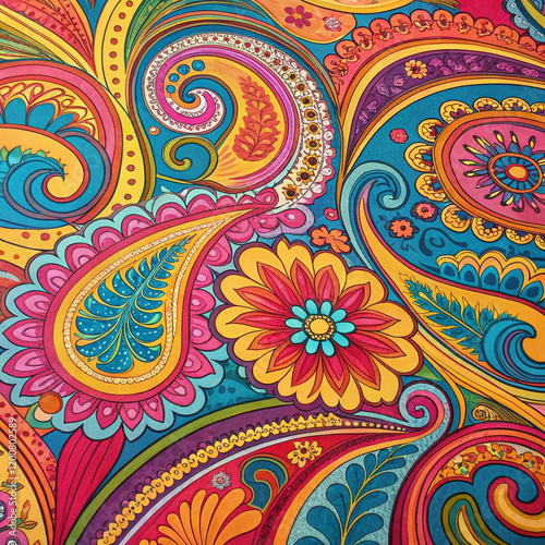 seamless pattern with flowers, wallpaper Psychedelic pattern