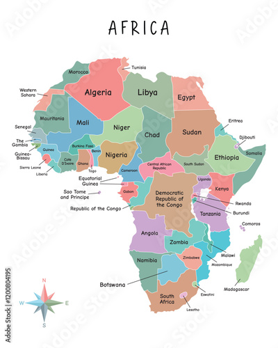 Africa Map with States, Cities, and Province Infographic - Vector File