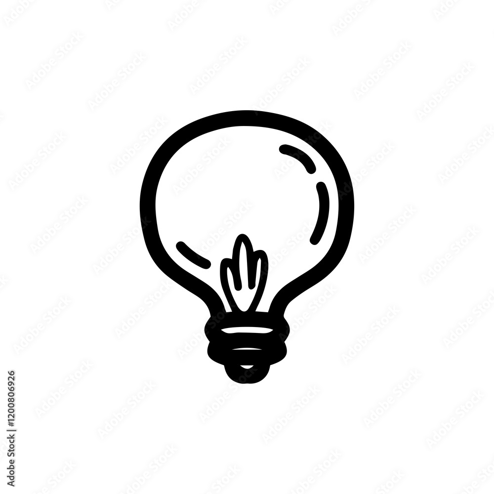 Hand-drawn line art illustration of a light bulb. Symbolizes idea, creativity, innovation, inspiration, and solution. Perfect for business, education, design, and marketing concepts Hand-drawn line art illustration of a light bulb. Symbolizes idea, creativity, innovation, inspiration, and solution. Perfect for business, education, design, and marketing concepts