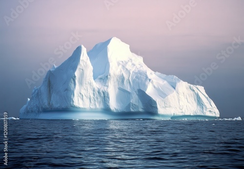 Arctic iceberg ocean sunrise, dramatic climate change