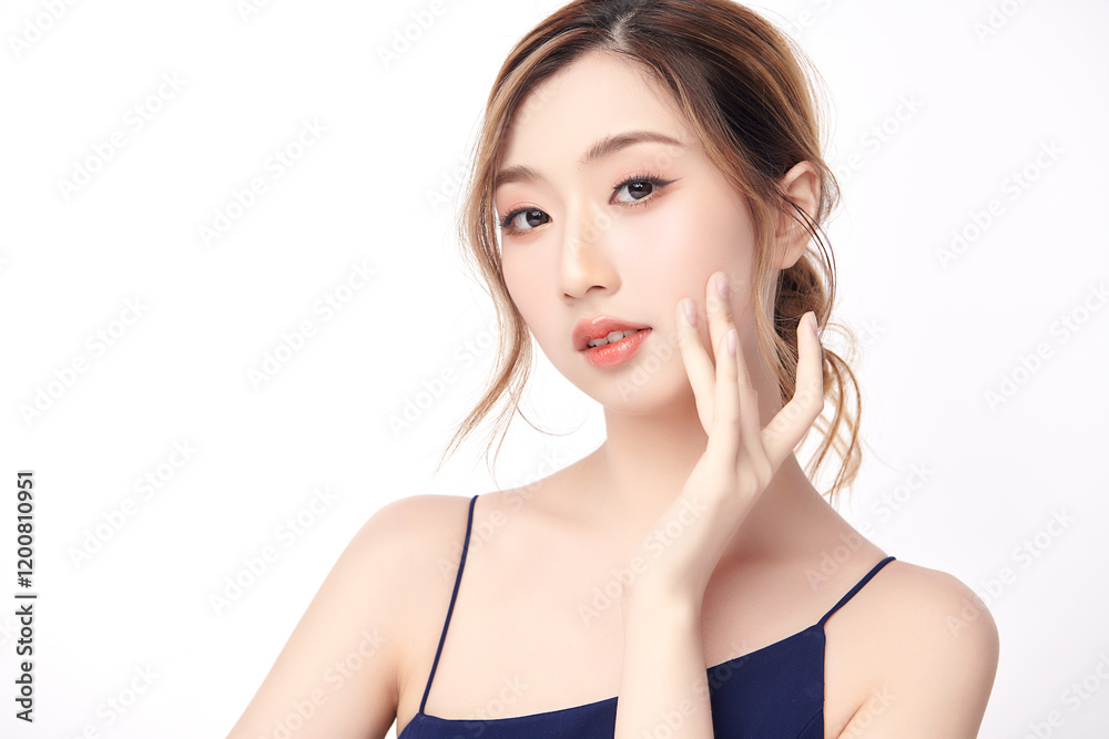Beautiful young asian woman with clean fresh skin on white background, Face care, Facial treatment, Cosmetology, beauty and spa, Asian women portrait. Beautiful young asian woman with clean fresh skin on white background, Face care, Facial treatment, Cosmetology, beauty and spa, Asian women portrait.