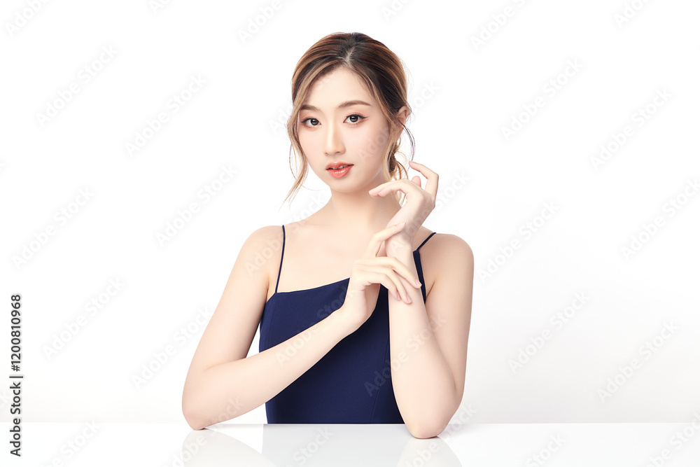 Beautiful young asian woman with clean fresh skin on white background, Face care, Facial treatment, Cosmetology, beauty and spa, Asian women portrait. Beautiful young asian woman with clean fresh skin on white background, Face care, Facial treatment, Cosmetology, beauty and spa, Asian women portrait.