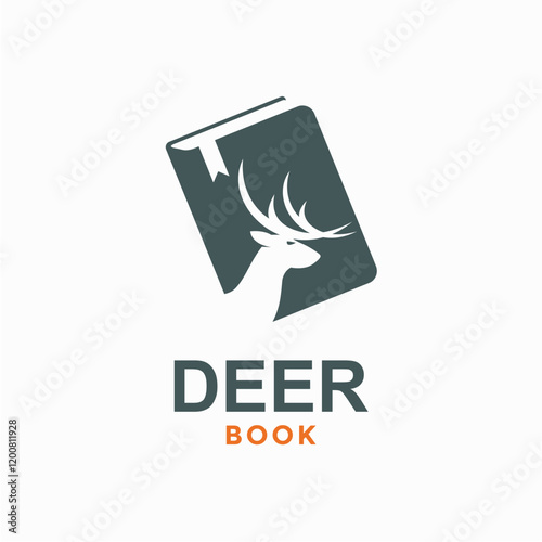 deer book simple logo in negative space