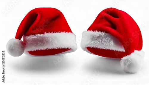 red Santa Claus hat isolated on white background photo