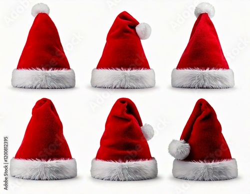 red Santa Claus hat isolated on white background