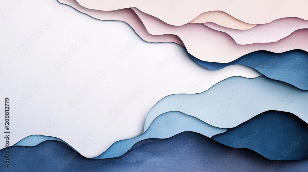 Obraz premium Distressed watercolor concept. Layered paper textures in soft pastel colors creating an abstract landscape effect.