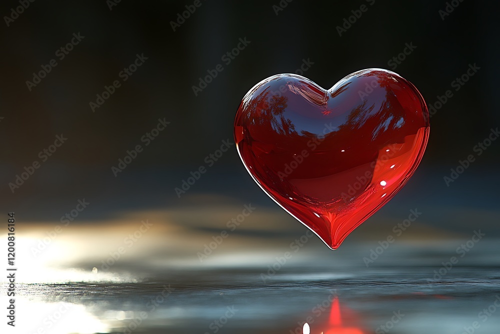 A Single Heart Suspended in the Air Gently Floating. A Single Heart Suspended in the Air Gently Floating.