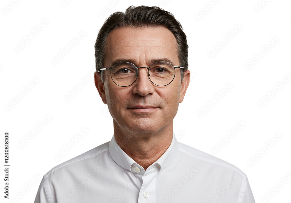 Portrait of a Mature Man Wearing Glasses White Shirt Professional Businessman Studio Shot Face Calm Portrait of a Mature Man Wearing Glasses White Shirt Professional Businessman Studio Shot Face Calm