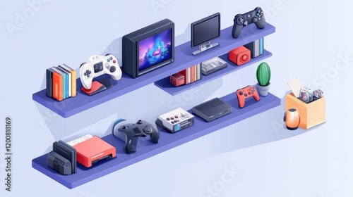 Modern Isometric Collectible Shelf Display