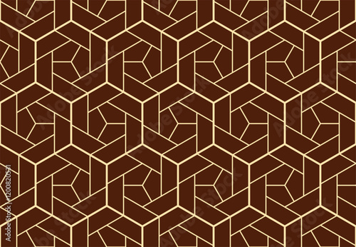 The geometric pattern with lines. Seamless vector background. Golden and brown texture. Graphic modern pattern. Simple lattice graphic design