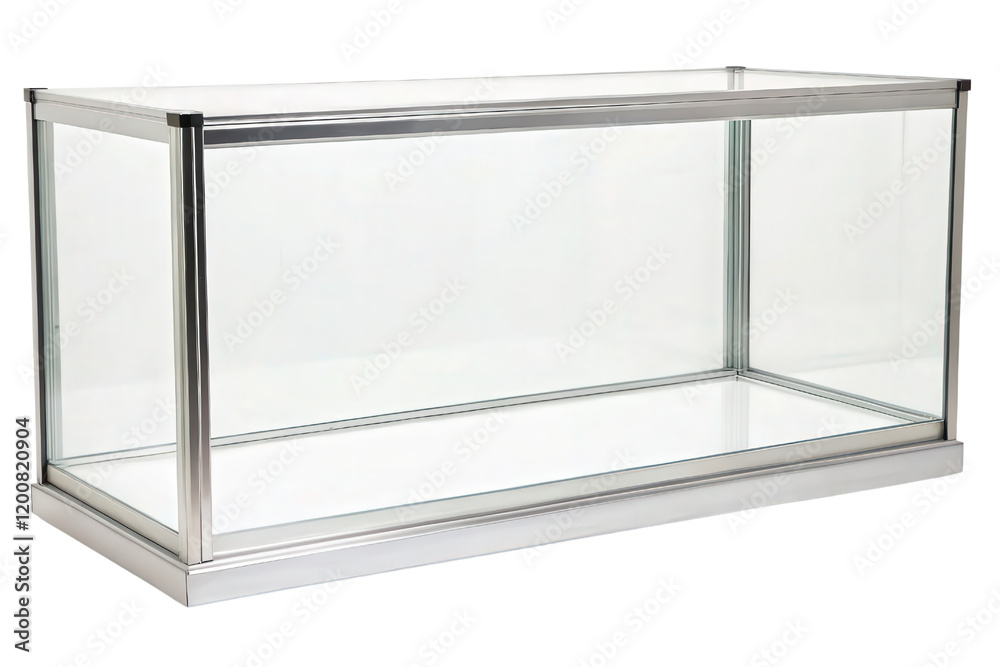 Rectangular glass display case isolated with transparent background Rectangular glass display case isolated with transparent background