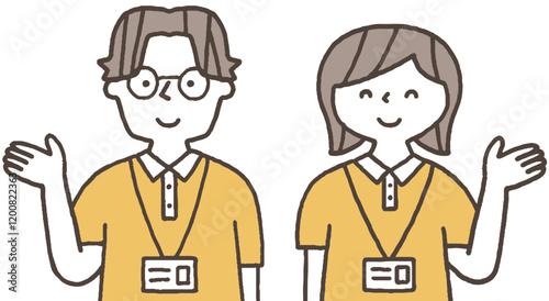 案内をする介護職員単色