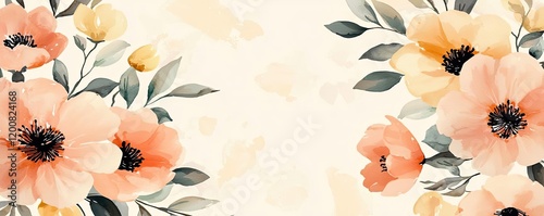 Floral watercolor idea. A beautiful arrangement of delicate flowers with soft pastel colors.