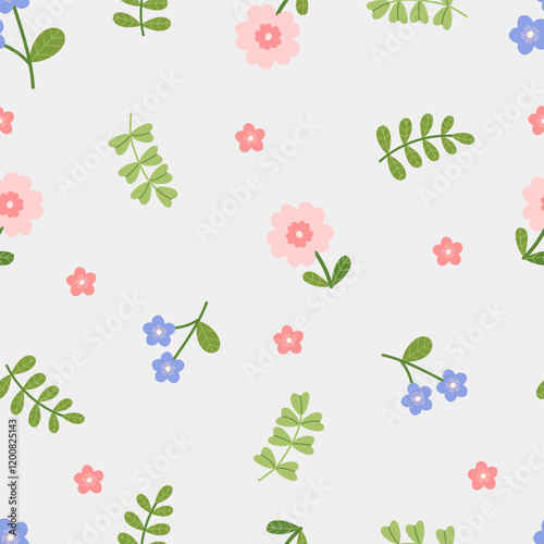 seamless floral pattern. Idea for fabric, tablecloth pattern, wrapping paper, gift paper. Print Ditsy. Motives are scattered randomly.pink flower pattern background. cute floral pattern