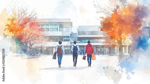 キャンパスライフを楽しむ大学生