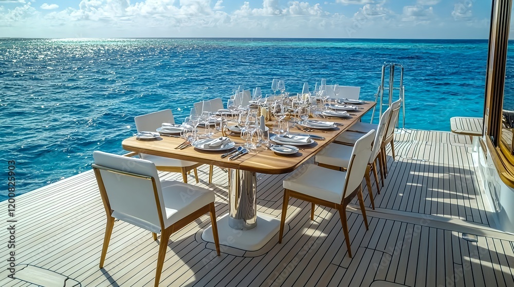 luxury yacht dinner, ocean view - luxury travel luxury yacht dinner, ocean view - luxury travel