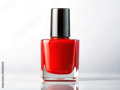 Seductive red nail polish, pristine white backdrop.  High-fashion beauty product photography.