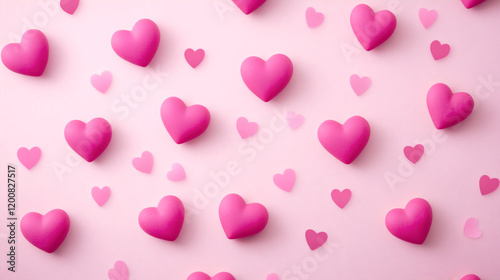 Aesthetic cute pink lovely background with pink hearts pattern valentines day wedding background photo