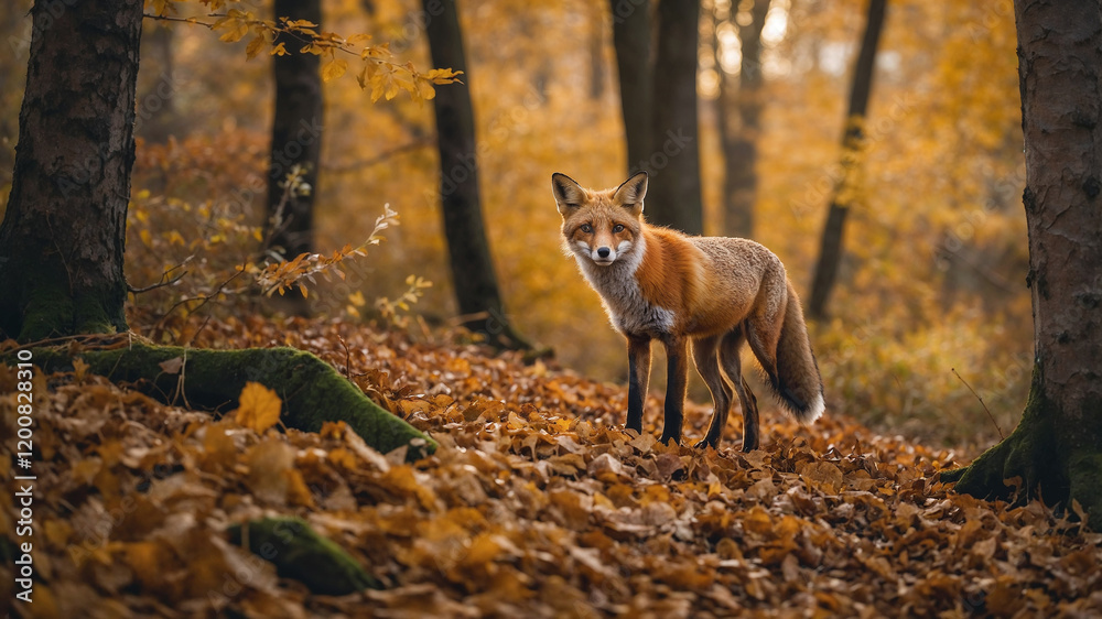 Fototapeta premium Fox in Autumn Forest
