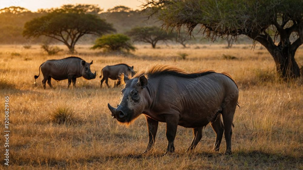 Fototapeta premium Warthog in African Savanna