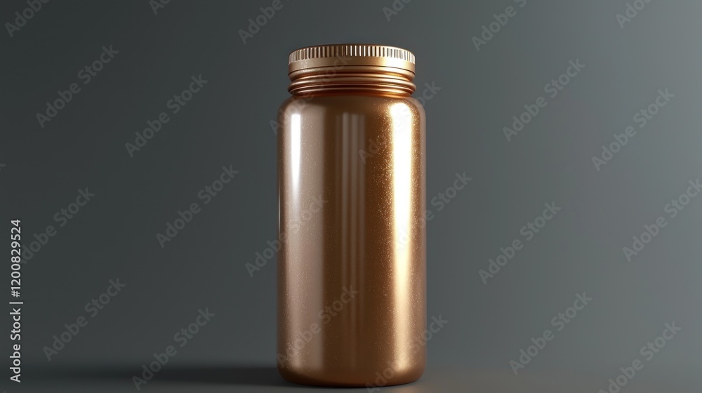 Bronze bottle mockup, studio shot, gray background, packaging design Bronze bottle mockup, studio shot, gray background, packaging design