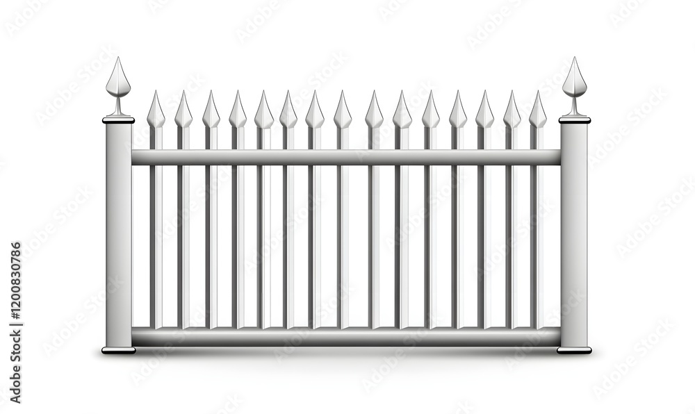 Ornamental metal fence with spear points and finials. Ornamental metal fence with spear points and finials.