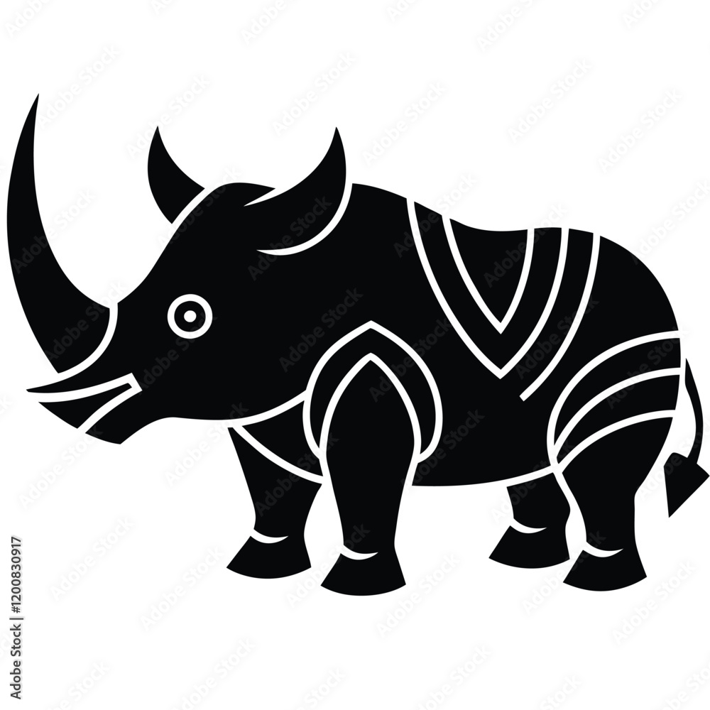 Fototapeta premium Rhinoceros Silhouette Vector: Majestic Wildlife Illustration for Creative Projects 