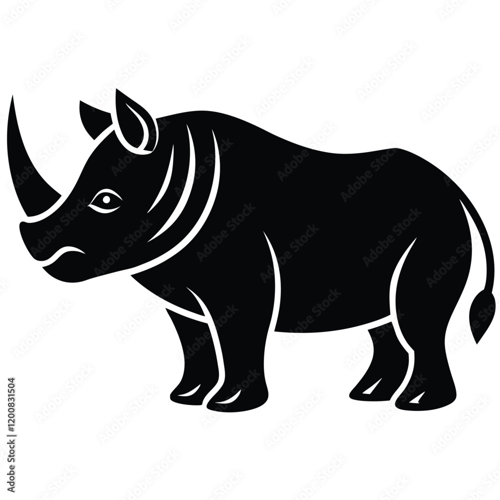 Obraz premium Rhino Outline Illustration: High-Quality Vector for Wildlife Designs 