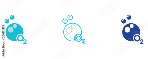 Oxygen icon vector set, o2 icons outline style isolated on white background.