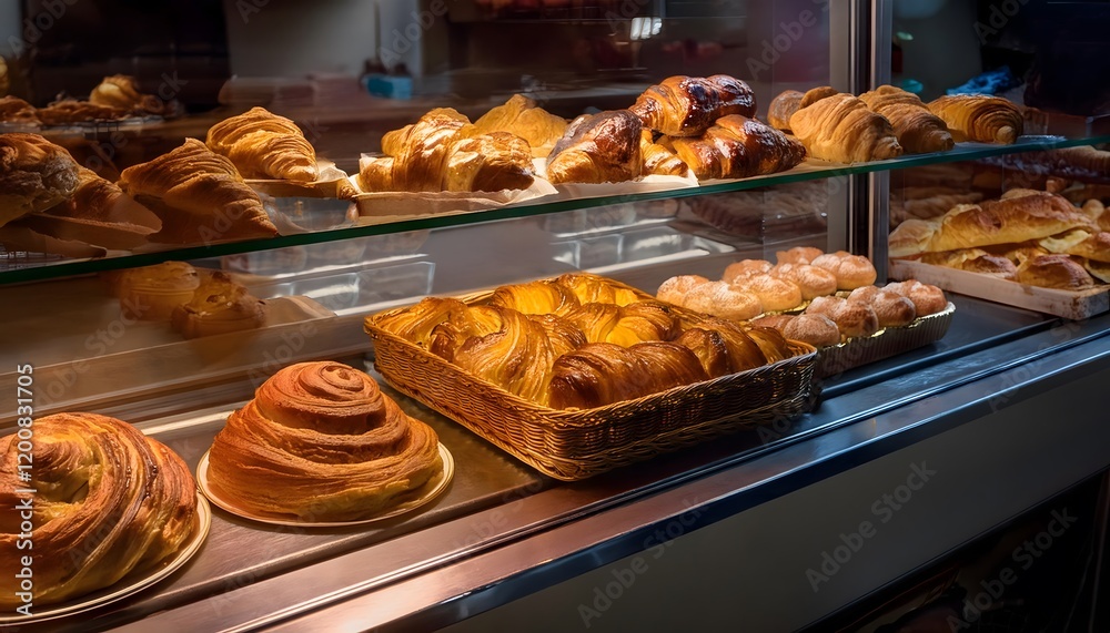 A sweet pastry display of fresh baked goodness A sweet pastry display of fresh baked goodness