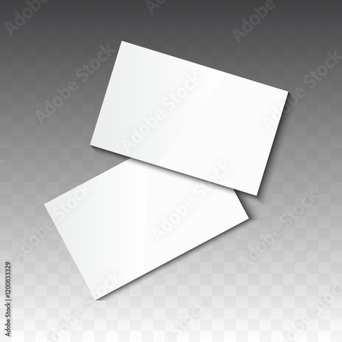 Realistic Falling Business Card Mockup. Gift Card Template with Shadow Effects on Gray Background. Access Control RFID Visit Card Vector.