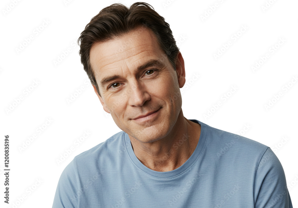 Portrait of a Happy Mature Man Smiling Friendly Blue Shirt Casual Male Face Calm Adult Model Image Portrait of a Happy Mature Man Smiling Friendly Blue Shirt Casual Male Face Calm Adult Model Image