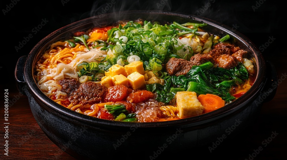 Steaming Hot Pot with Diverse Ingredients