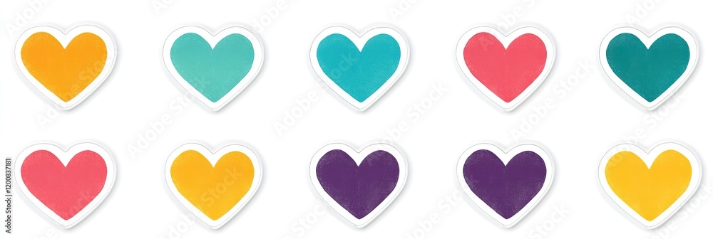 Sets of vibrant heart-shaped stickers are ideal for designers and craft enthusiasts. Perfect for holiday cards, scrapbooking, and creative decor projects Sets of vibrant heart-shaped stickers are ideal for designers and craft enthusiasts. Perfect for holiday cards, scrapbooking, and creative decor projects