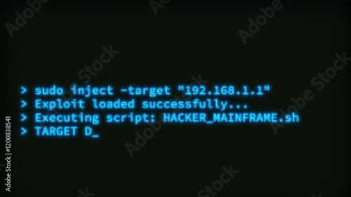 Retro Hacking Coding UI Text Animation – Glowing Blue 4K Technology Motion Graphics