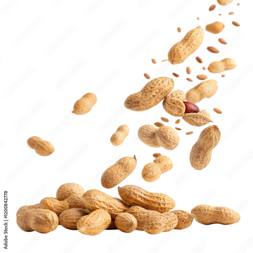 Peanut flying on transparent background Peanut flying on transparent background