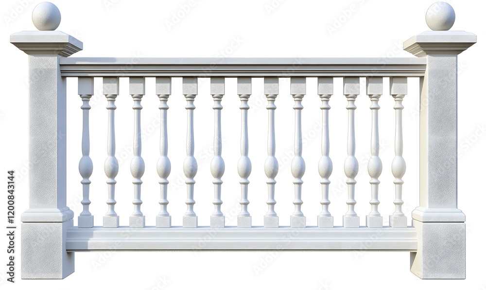 Fototapeta premium White stone balustrade with balusters and pillars.