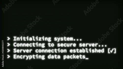 Retro Hacking Coding UI Text Animation – Glowing White 4K Technology Motion Graphics