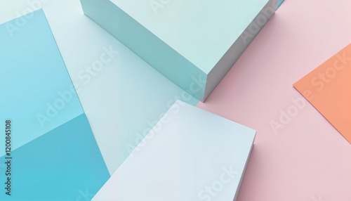 Soft pastel colors background featuring simple geometric shapes in modern minimalistic style